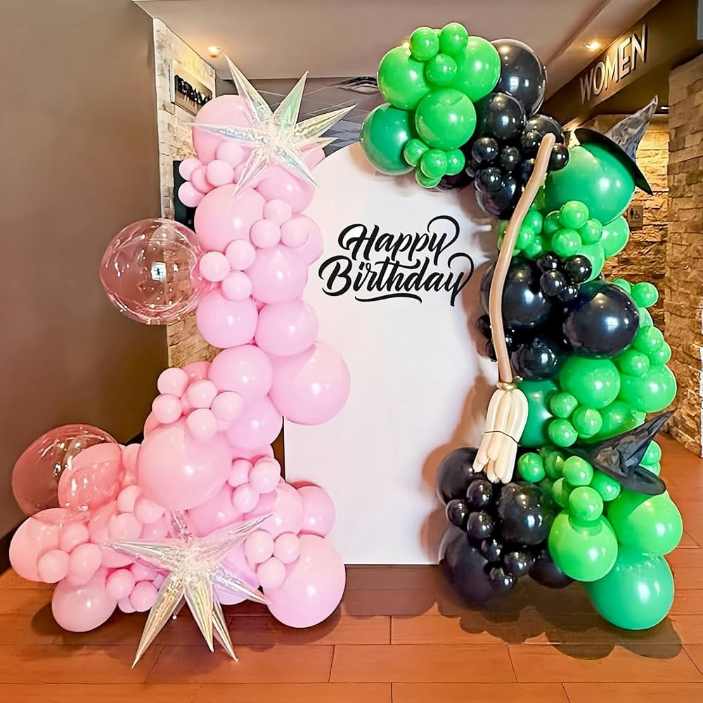 Green and Pink Balloon Garland Arch Kit, 153pcs Pink Green Black Balloons with Iridescent Explodi... | Amazon (US)