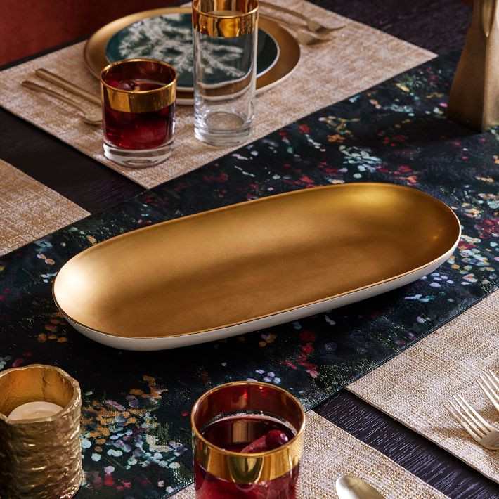 Pure Metallic Stoneware Platter | West Elm (US)