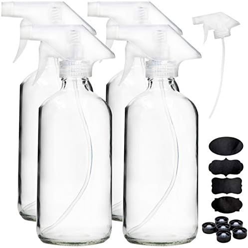Amazon.com : Youngever 4 Pack Empty Glass Spray Bottle, 16 Ounce Clear Glass Spray Bottle for Ess... | Amazon (US)
