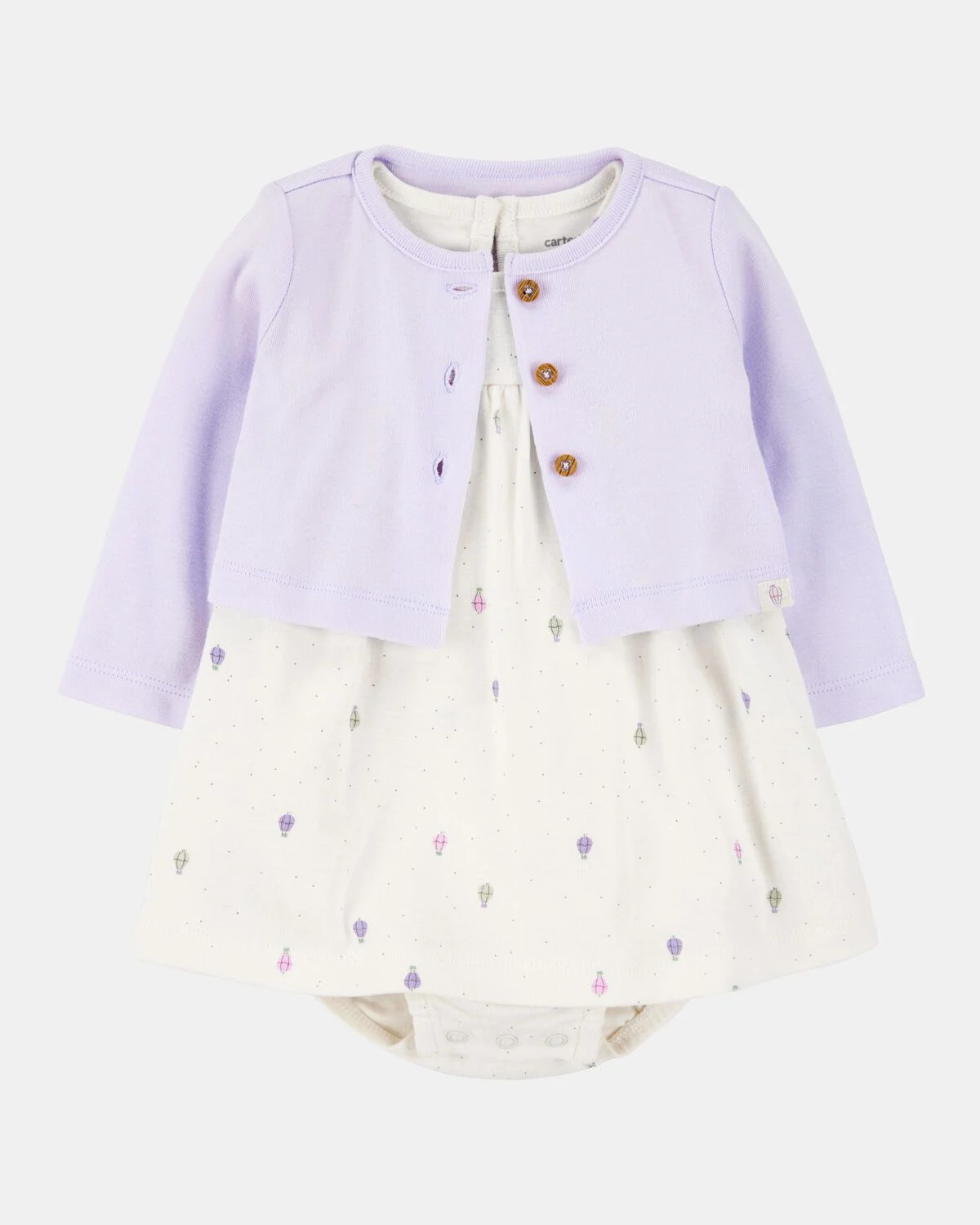 Baby 2-Piece Bodysuit Dress & Cardigan Set - Purple/White | Carter's Inc