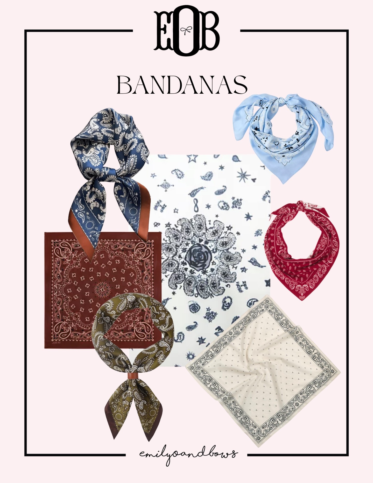 Bandanas are such a big trend now and as we head into spring! I found some of my favorites below 