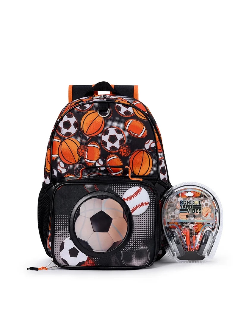 Schoolyard Vibes 17" 3 Piece Backpack Set with Headphones and Kids Lunch Box | Walmart (US)