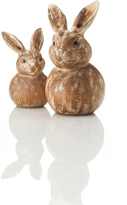 Carved Wood Bunny Buddies - Set of 2 | Amazon (US)