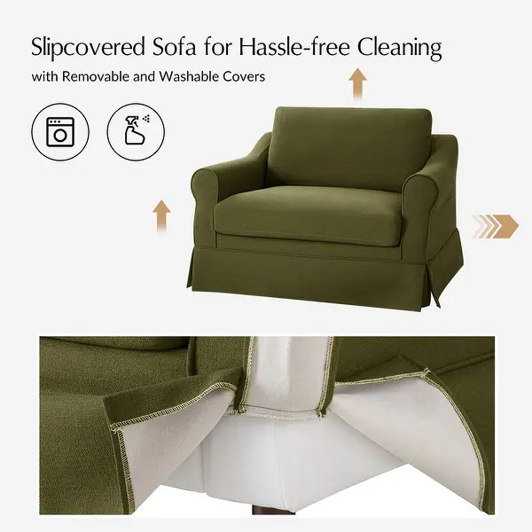 HULALA HOME Estevan 50"W Farmhouse Slipcovered Oversized Armchair with Feather Blended Cushion an... | Bed Bath & Beyond