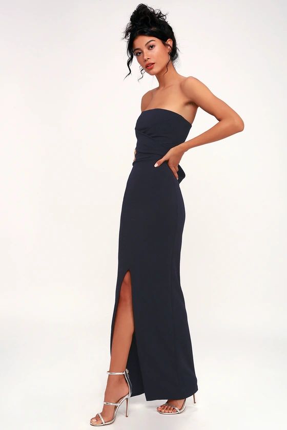 Own the Night Navy Blue Strapless Maxi Dress | Lulus (US)