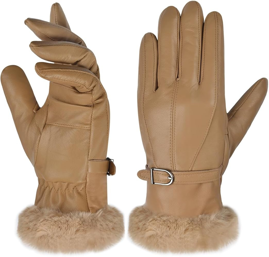Harssidanzar Leather Gloves Women's Winter Thermal Dress Gloves Fur Lined For Cold Weather SL022U... | Amazon (US)
