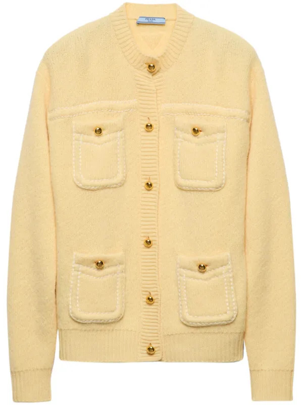 Prada multiple-pockets Cashmere Cardigan | Yellow | FARFETCH UK | Farfetch Global