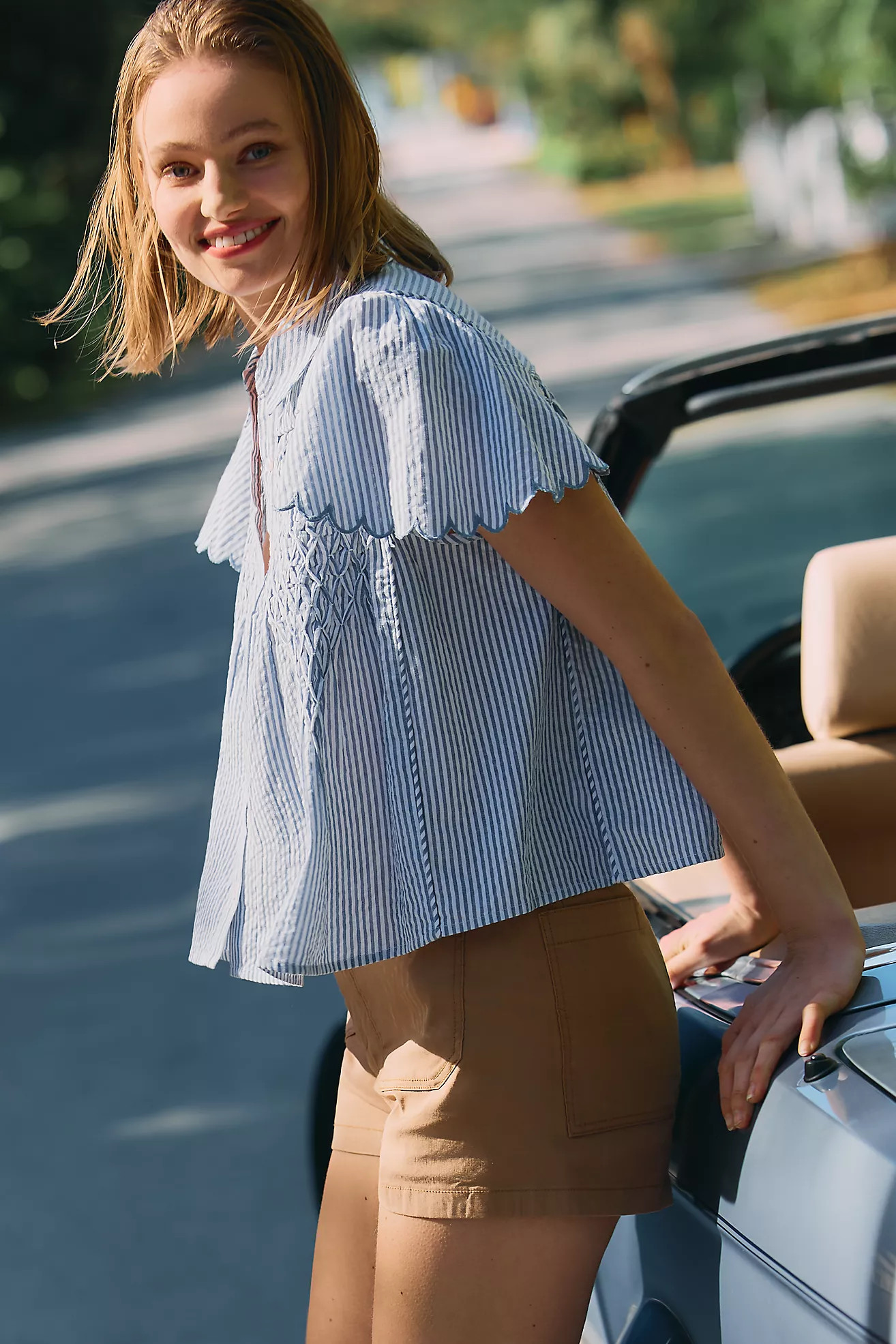 Colette Linen Blend High-Rise Shorts by Maeve | Anthropologie (US)