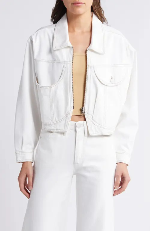 FRAME Heart Crop Denim Jacket in Au Natural Clean at Nordstrom, Size Small | Nordstrom