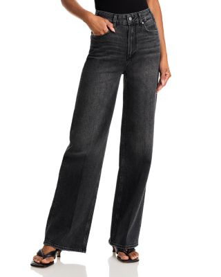 Paige Sasha High Rise Wide Leg Jeans in Viper Black Distressed | Bloomingdale's (US)