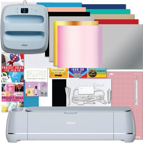 Cricut Maker 3 with Easy Press 3 Machine and Iron-On Combo Bundle - Craft Cutting Machine and Heat Press Combo Set, Gift Giving Cricut Machine Kit, DIY Apparel and Tote Bags, HTV Materials and Tools | Amazon (US)