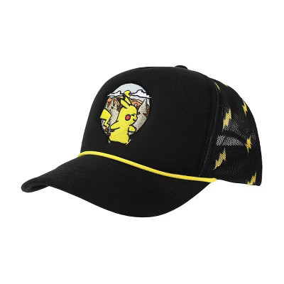 Pokemon Pikachu Thunderbolt Pattern Black Trucker Hat | Target