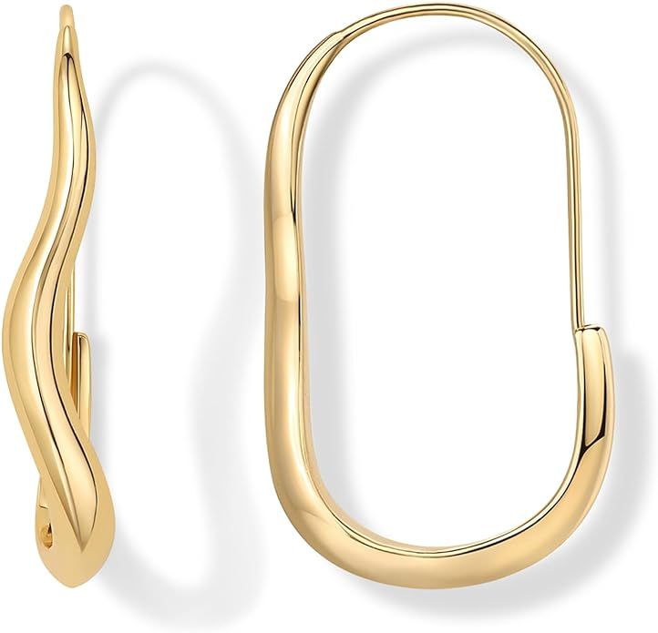 PAVOI 14K Gold Plated Sterling Silver Posts Wavy Infinity Hoops | Lightweight Twisted Earrings | ... | Amazon (US)