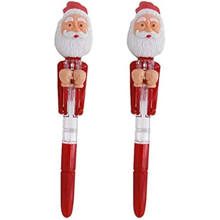 NUOBESTY 2pcs Christmas Santa Claus Ballpoint Pens Funny Santa Claus Ballpoint Ink Pens LED Boxing P | Amazon (US)