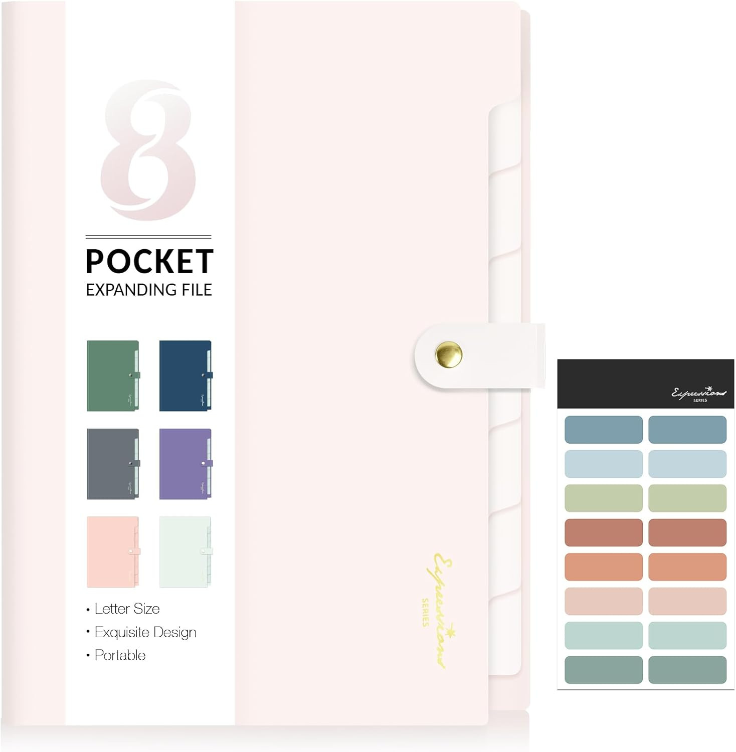 Sooez Elegant Accordion File Organizer with Labels, 8 Pocket Expanding File Folder, Portable Fold... | Amazon (US)