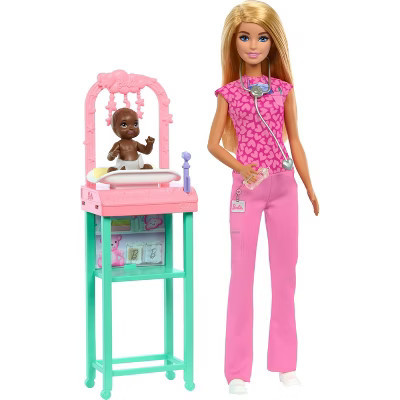 Barbie Baby Doctor Doll with Blonde Fashion 9.5" Doll, 1 Baby Doll, Furniture and Accessories | Target