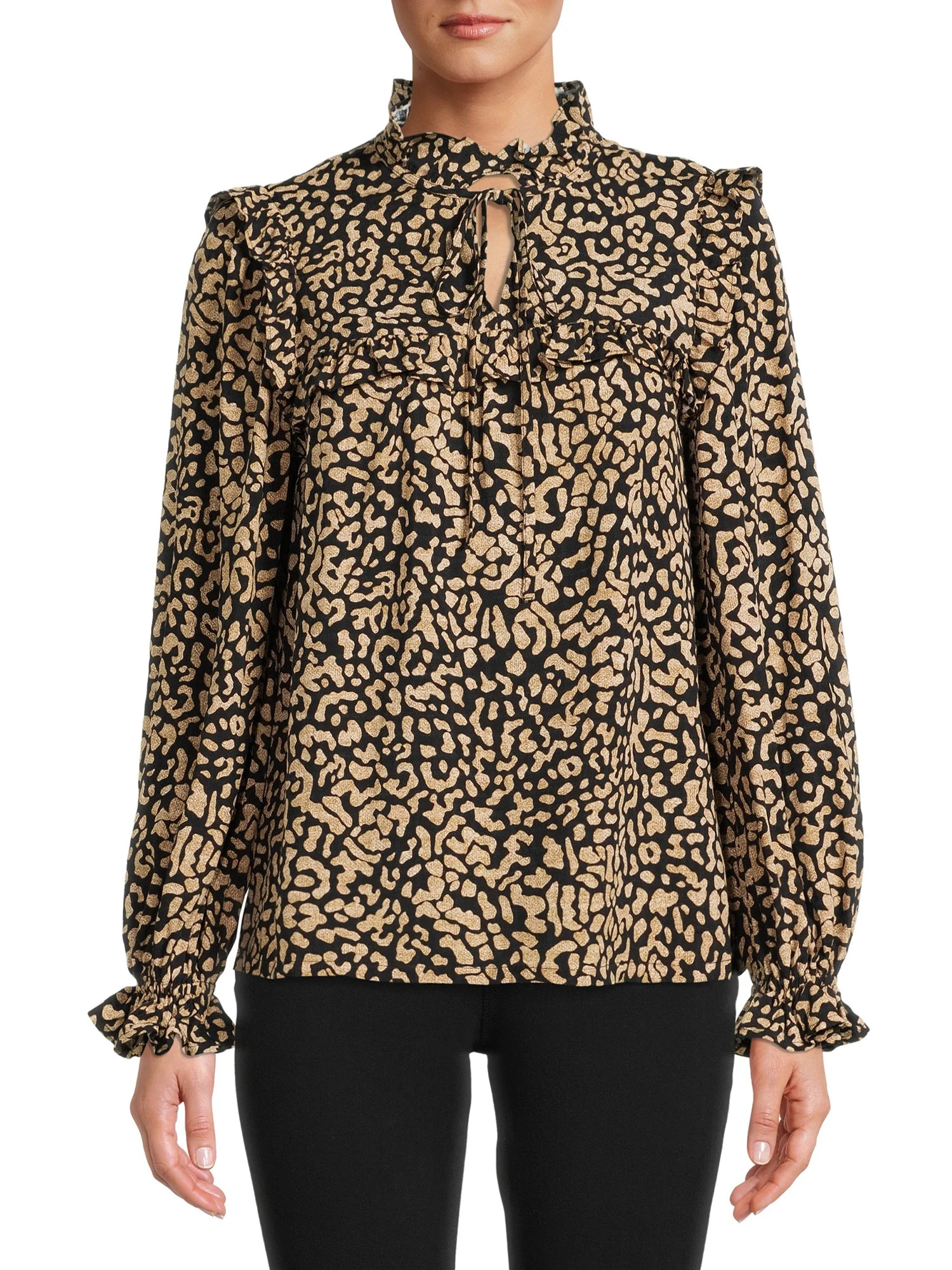 The Get Women's Tie Neck Poet Sleeve Blouse | Walmart (US)