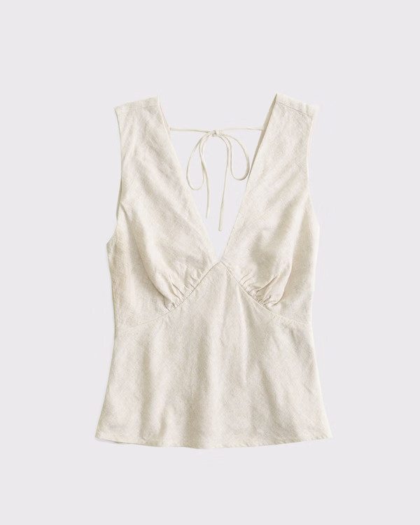 Women's  Linen-Blend Tie-Back Set Top | Women's Tops | Abercrombie.com | Abercrombie & Fitch (US)