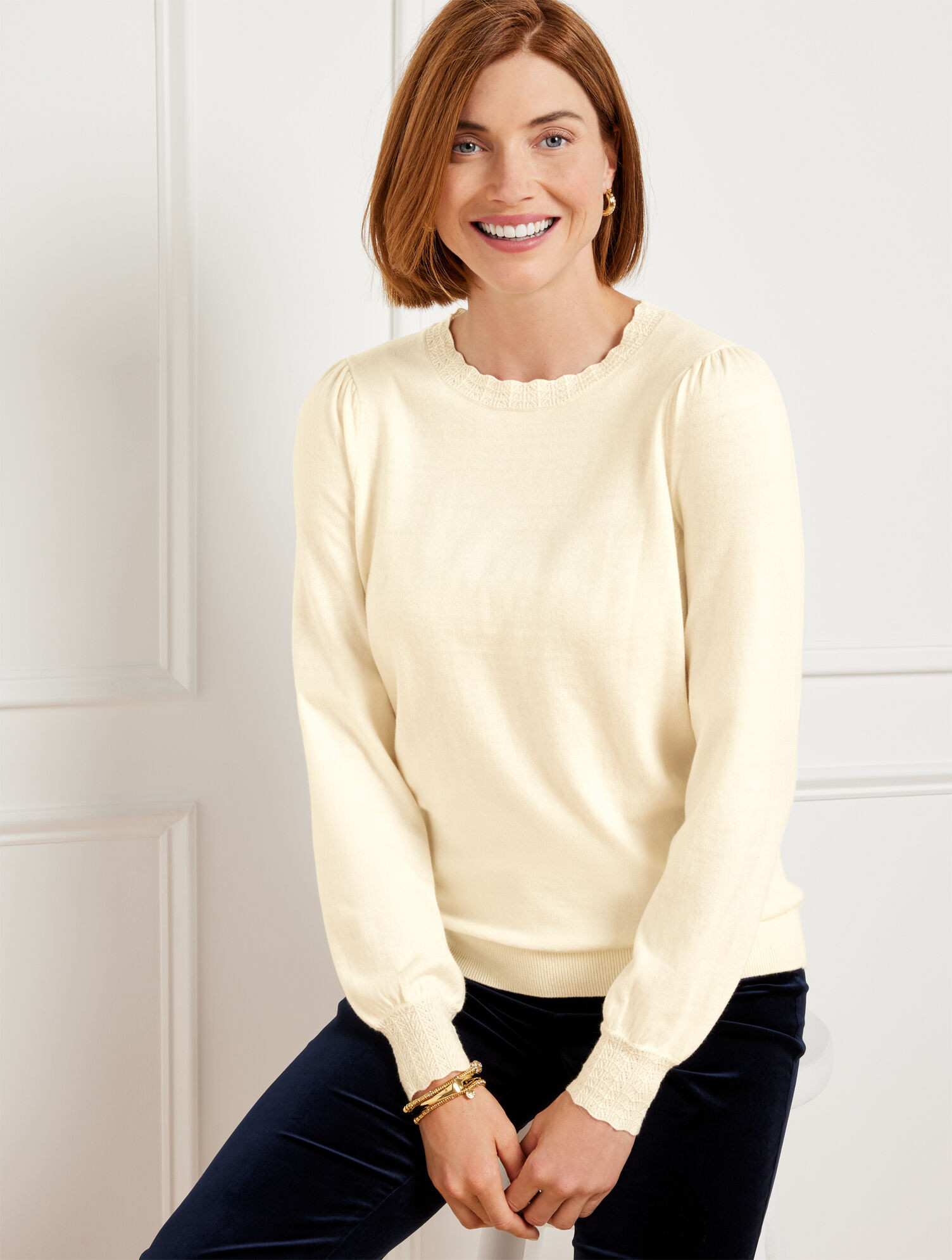 Scallop Trim Pullover Sweater | Talbots