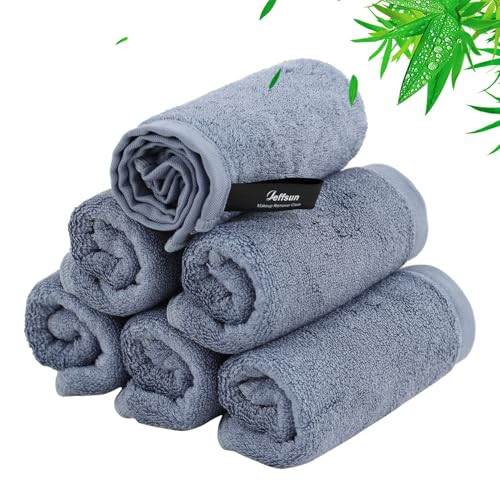 Wash Cloths 6 Pack, Reusable Makeup Remover Cloths, Super Soft and Gentle Face Towel for Sensitive Skin, 10x10 inch Small Face Washcloths, Easy to Rinse Quick Dry Slate Blue Facial Cleansing Cloths | Amazon (US)