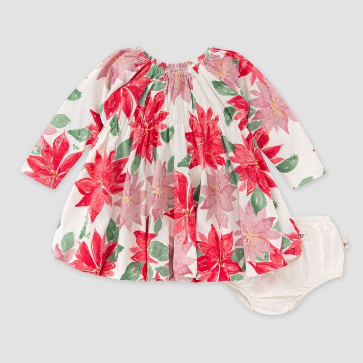 Burt's Bees Baby® Baby Girls' Blooming Bubble Dress & Diaper Cover Set - Off-White | Target