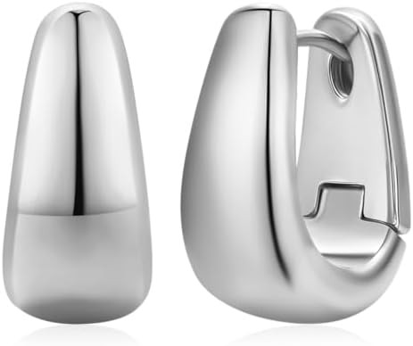 Small Chunky Hoop Earrings for Women 14k Real Gold Plated 925 Sterling Silver Post Oval Hoop Earr... | Amazon (US)