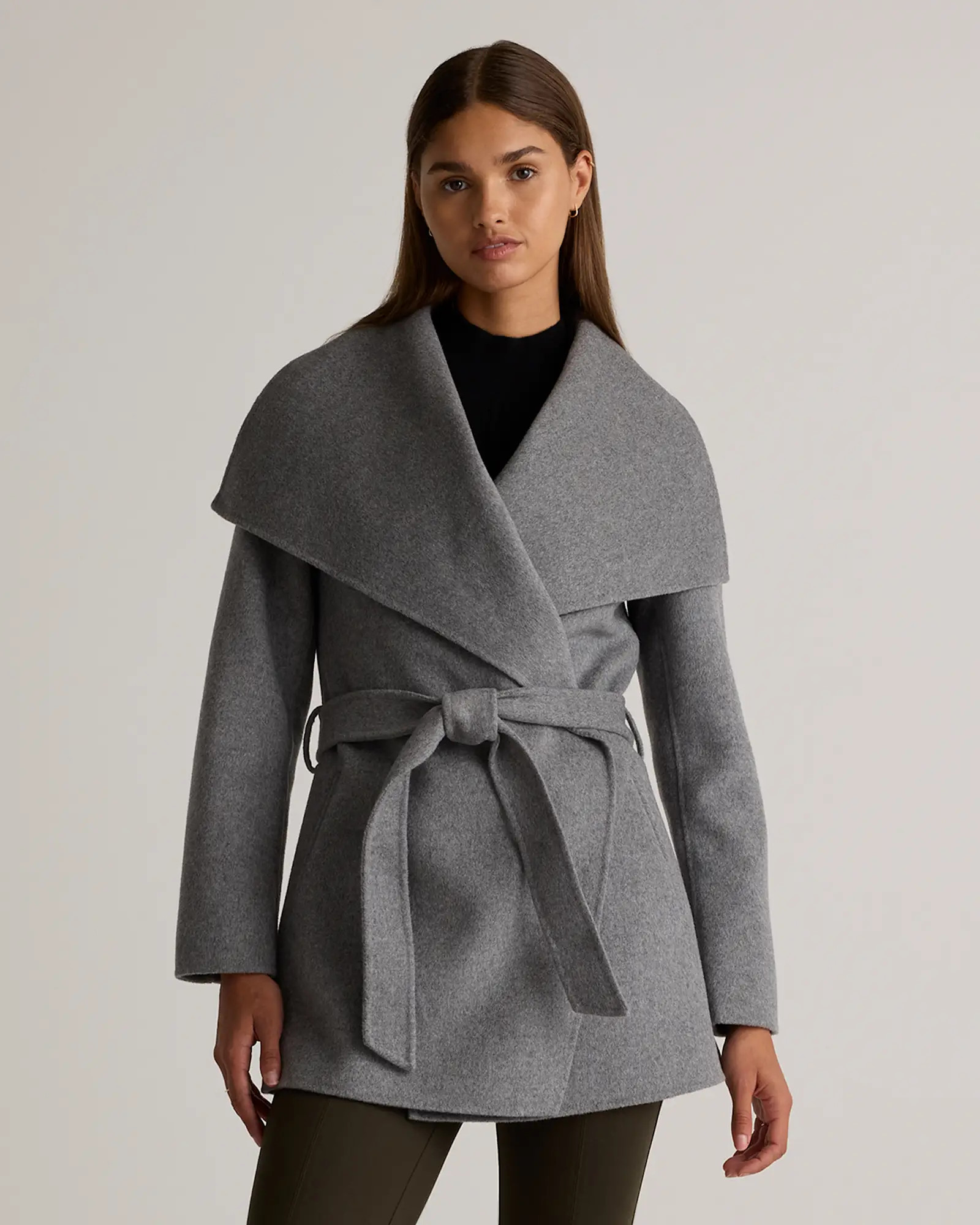 Double-Faced Merino Wool Draped Collar Short Wrap Coat | Quince
