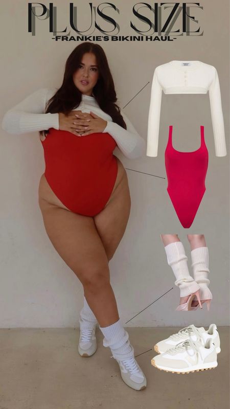 everyone needs a classic, sexy red swimsuit !!! i am loving this sweater bolero, i cant wait to play around to see what other outfits i can make of it !! 

frankie’s bikinis, plus size one piece, plus size swimwear, one piece swimsuit, bolero, leg warmers

#LTKswim #LTKcurves #LTKstyletip