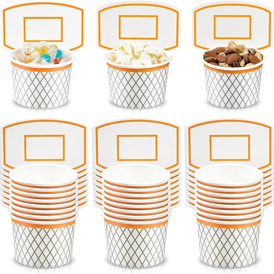 Basketball Hoop Snack Cups Basketball Party Decorations Paper Party Supplies Kids Paper Snack Cup... | Amazon (US)