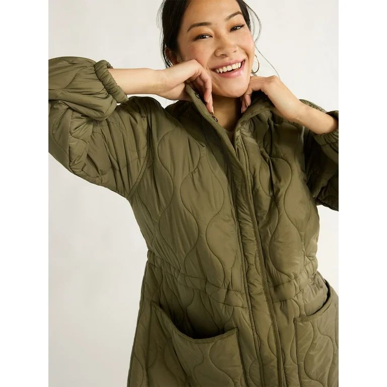 Free Assembly Women's Quilted Cocoon Jacket, XS-XXL | Walmart (US)