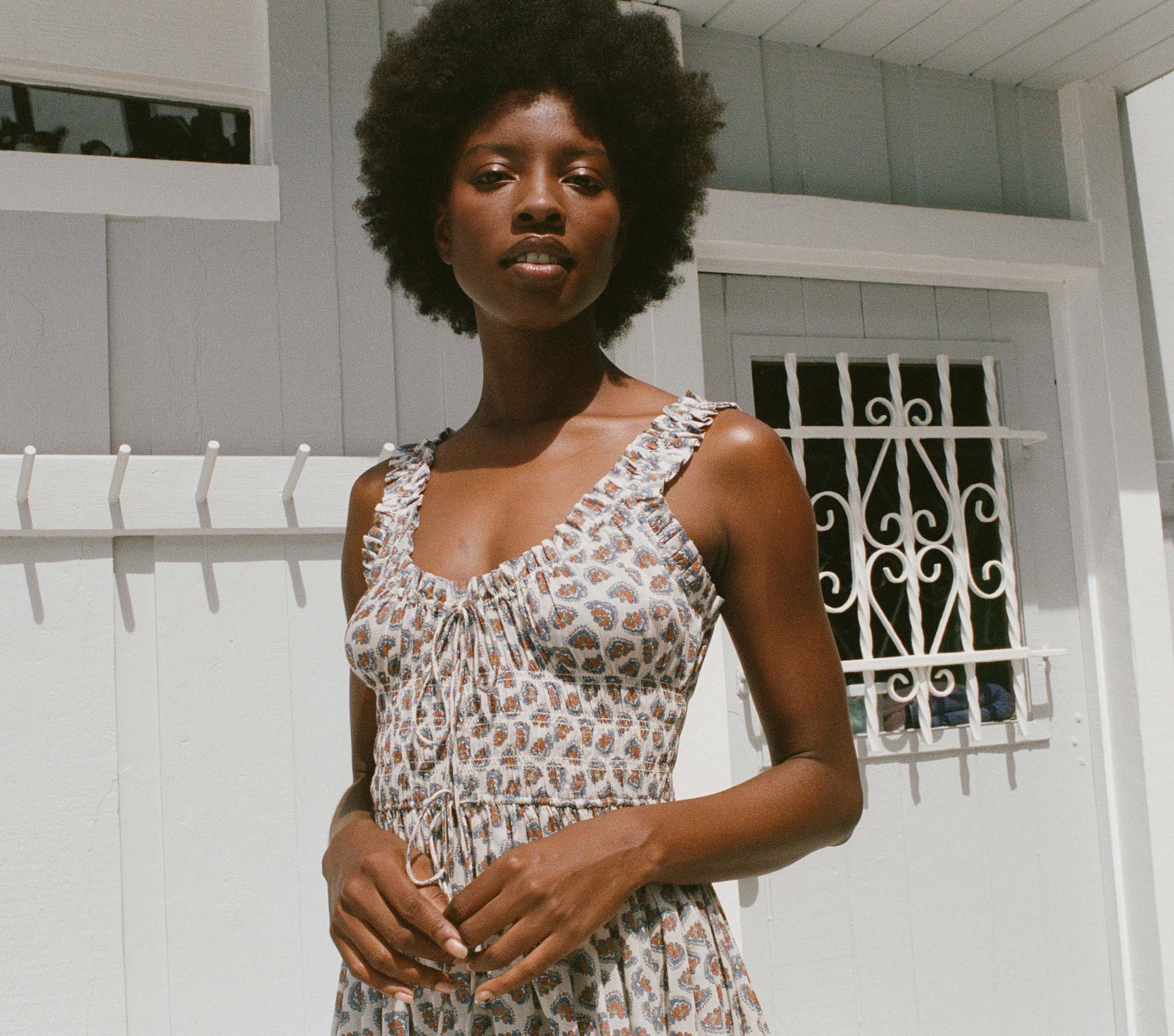 Emmaretta Dress - Sea Salt Bedford Paisley | DÔEN | DOEN