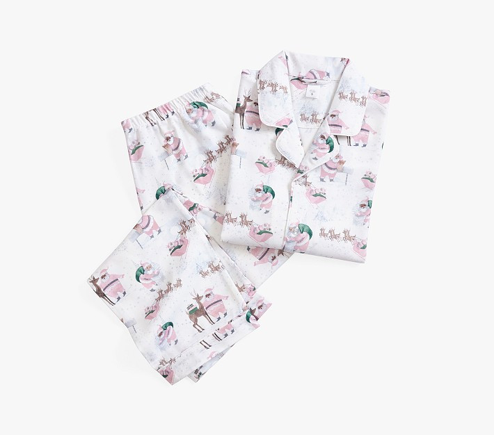 Blush Heritage Santa Adult Flannel Pajama Set | Pottery Barn Kids