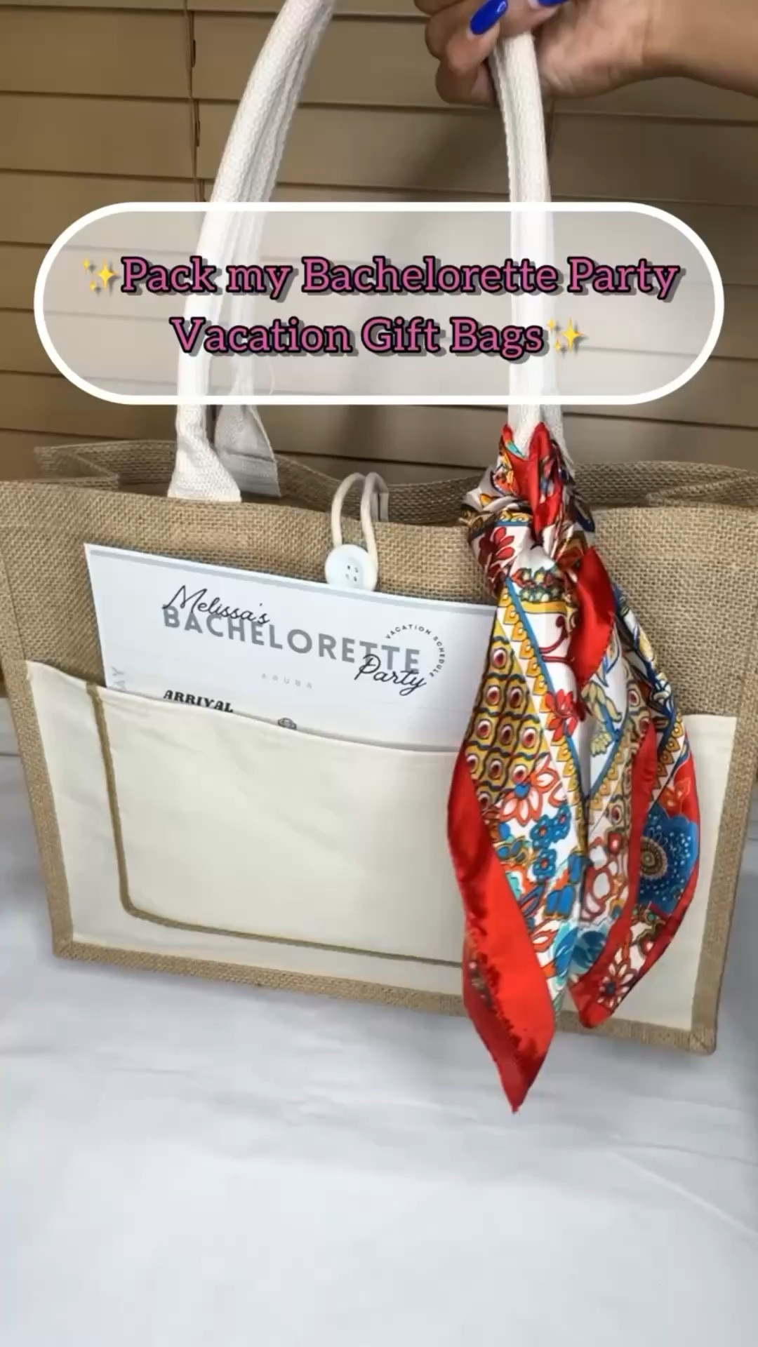 Need Inspo for a Bachelorette Party Trip?💍🥂

Here are the fun (& affordable) gift bags I put together for my sister’s Bachelorette Party trip to Aruba!

Includes:
•Beach Bag
•Beach Towel
•Travel Eye Mask
•Drink Pouches
•Ring Shot Glass
•DIY Hangover Kit (Under Eye Patch, Liquid IV, Pedialyte, Emergen-C, Flushable Wipes, Advil, Alka-Seltzer, Band-aides, & Mints) 
•‘Team Bride’ Sash
•Satin Scarf
……AND the vacation itinerary!!!🥳

As Maid of Honor, I presented these gift bags to the girls when we arrived in Aruba - SURPRISE!!! The bride’s bag included a few more items (ex. White Slippers, White & Gold ‘Bride’ Sash, Gold ‘Bride-to-be’ Headband, Mini Veil and more!). This is also when the bride finally got to see all the activities planned for our trip!✨

#LTKWedding #LTKTravel