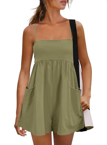 Amazon.com: Panadila Womens Summer Rompers Beach Vacation Clothes Spaghetti Strap Short Jumpsuits... | Amazon (US)