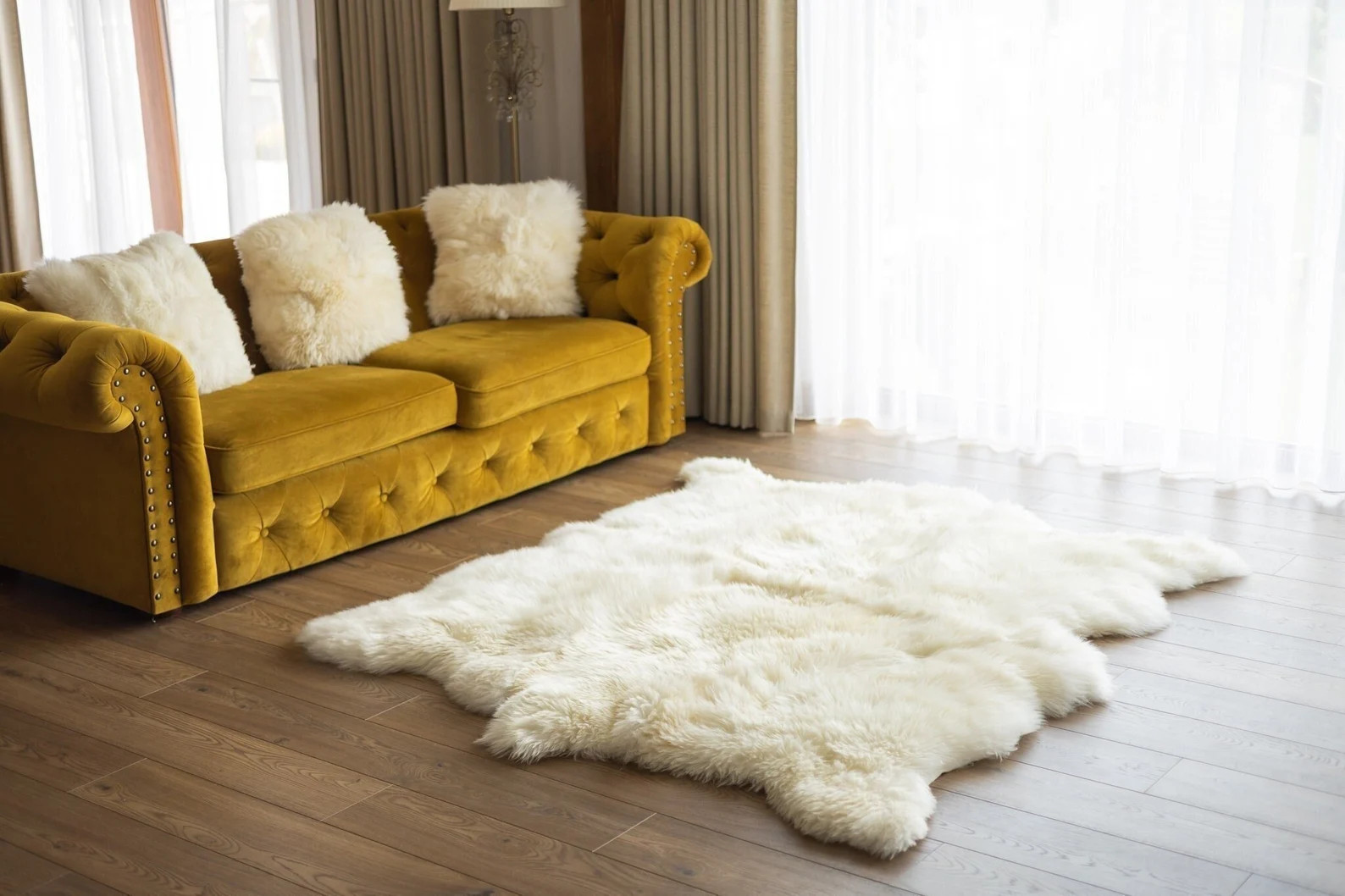 Genuine Natural creamy white Sheepskin Rug, Pelt,  Giant Sheepskin throw Octo Deca | Etsy (US)