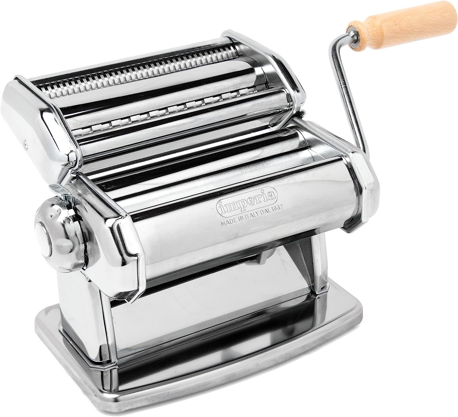 Imperia Pasta Maker Machine - Heavy Duty Steel Construction w Easy Lock Dial and Wood Grip Handle... | Amazon (US)