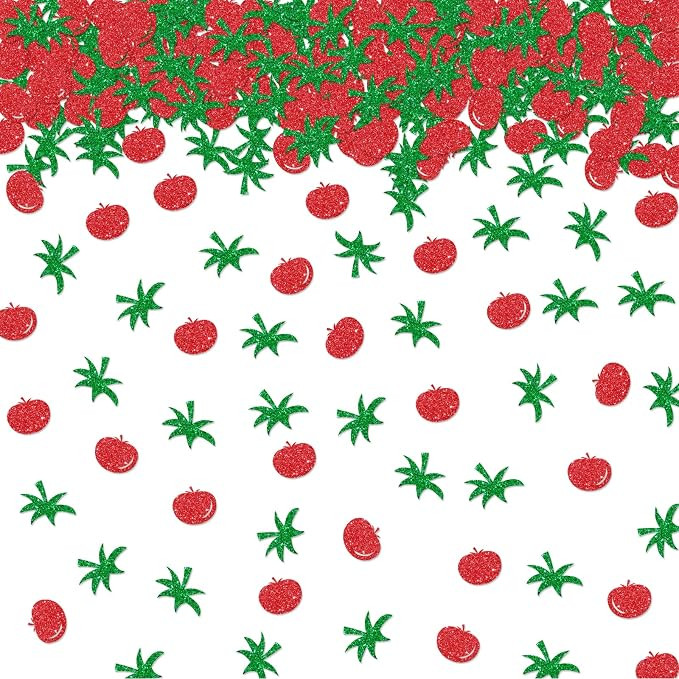 100pcs Tomato Confetti, Red Glitter Vegetable Table Confetti for Baby Shower, Tomato Paper Scatte... | Amazon (US)