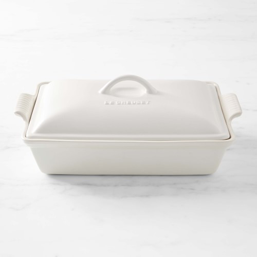 Le Creuset Heritage Stoneware Rectangular Covered Casserole, Matte White | Williams-Sonoma