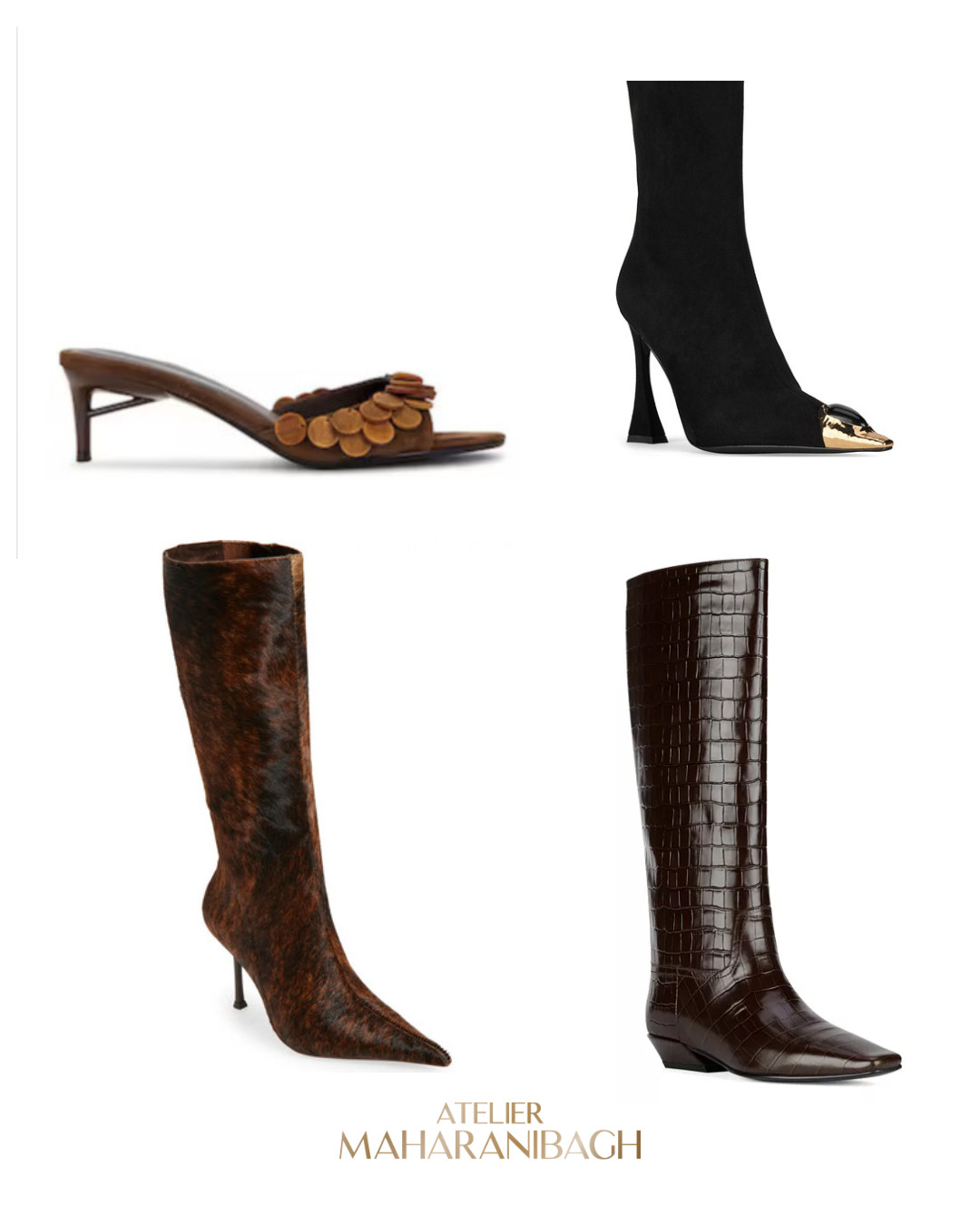 From artful mules to sculptural boots — these silhouettes define statement dressing.
Texture, tone, and attitude combine to create the ultimate foundation for your look.

Because the right shoes don’t just complement your outfit — they set the tone.
Pair them with Atelier Maharanibagh jewellery for a finish that’s equal parts polished and poetic. ✨

Explore more at www.mbagh.com 

 