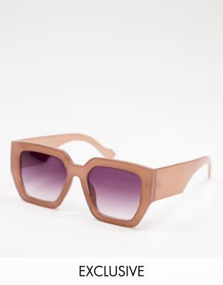 Jeepers Peepers women's oversized square sunglasses in pink - Exclusive to ASOS | ASOS (Global)