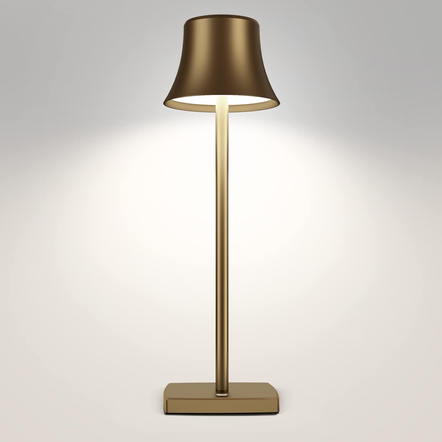 Cordless Table Lamp, Rechargeable Battery 5000mAh Metal USB LED Portable Powered Desk Lamp, 3 Lev... | Amazon (US)