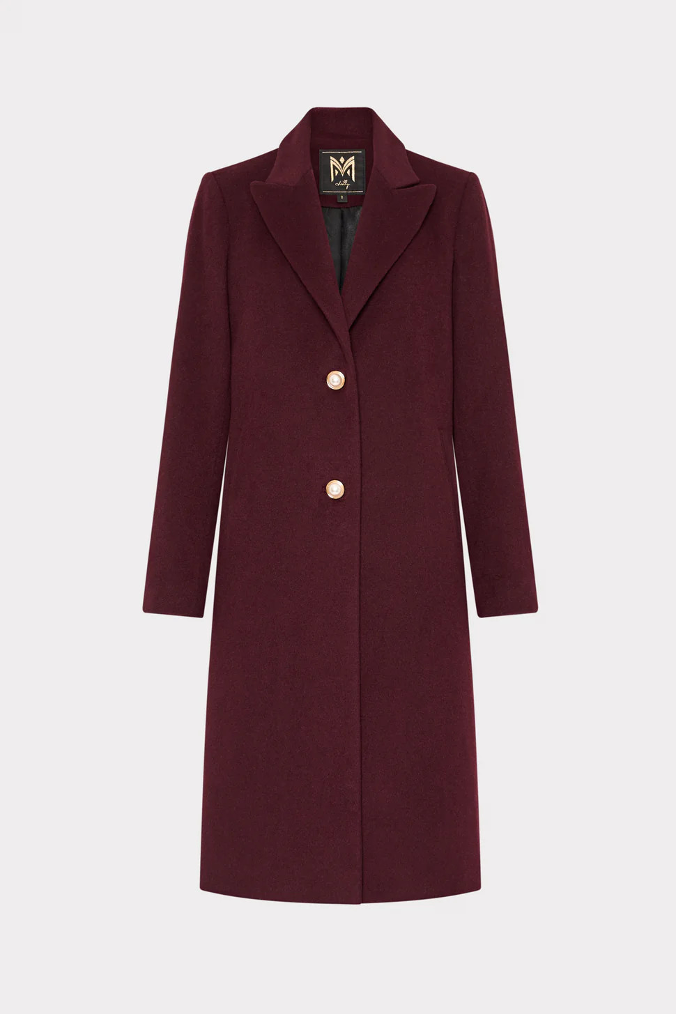Single Breasted Wool Coat With Pearl Buttons | MILLY