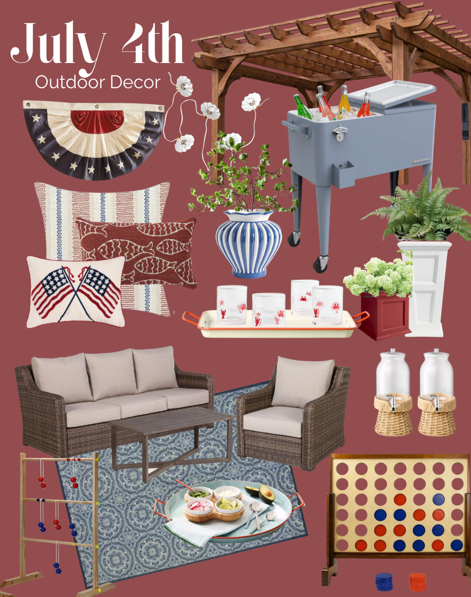 everything you need to take a boring back patio and turn it into a perfect BBQ ready space just in time for July 4th! A little patriotic... but tasteful that suits the entire summer. 

 #LTKHome