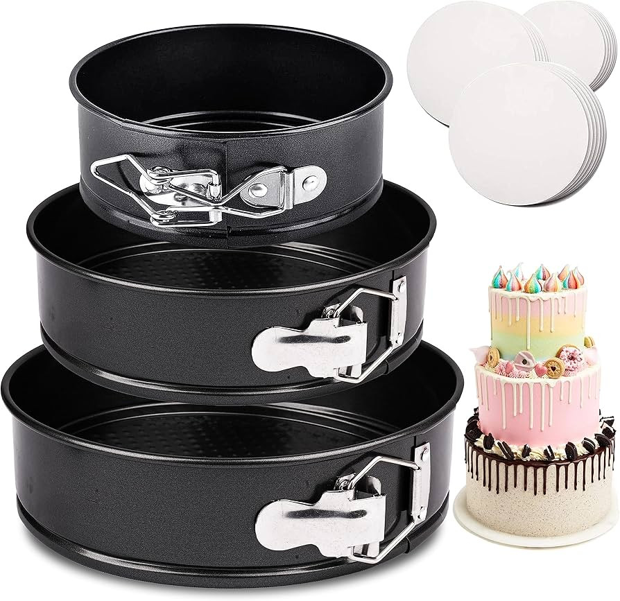 RFAQK 6,8,10 Inch Springform Cake Pan -Round Nonstick Baking Set with Removable Bottom, Leakproof... | Amazon (US)