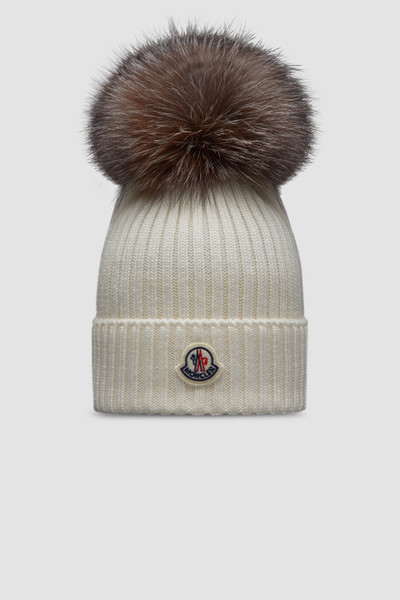 White Wool Beanie with Pom Pom - Accessories & Shoes for Children | Moncler US | Moncler