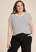 Plus Size 24/7 Jordan Striped Scoop Neck Tee | Maurices