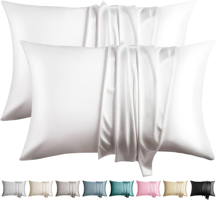 100% Silk Pillow Cases 2 Pack Queen Size Mulberry Silk Pillowcase for Hair and Skin Set of 2 High... | Amazon (US)