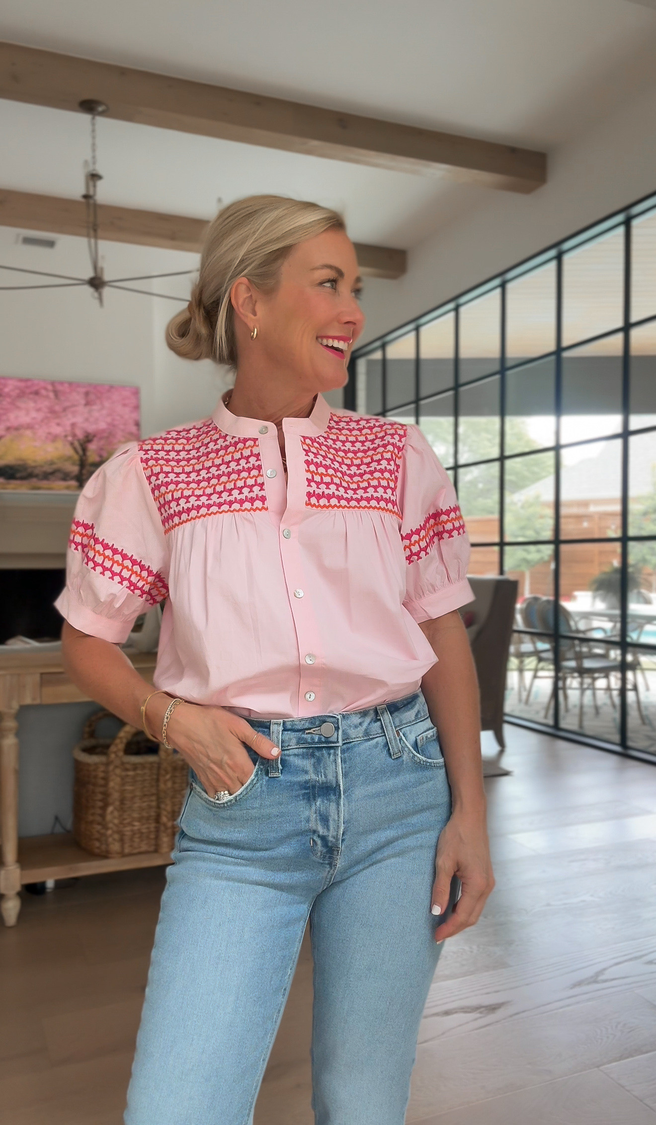 Cutest new arrivals for spring! #sugarplumstyle #avara #socialthreads #springstyle 

Size XS top and size 27 jeans

#LTKOver40 #LTKSeasonal #LTKFindsUnder50