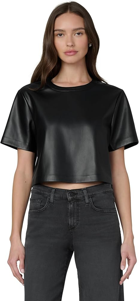 Joe's Jeans Women's The Boxy Tee, Black Vegan Leather, Medium | Amazon (US)