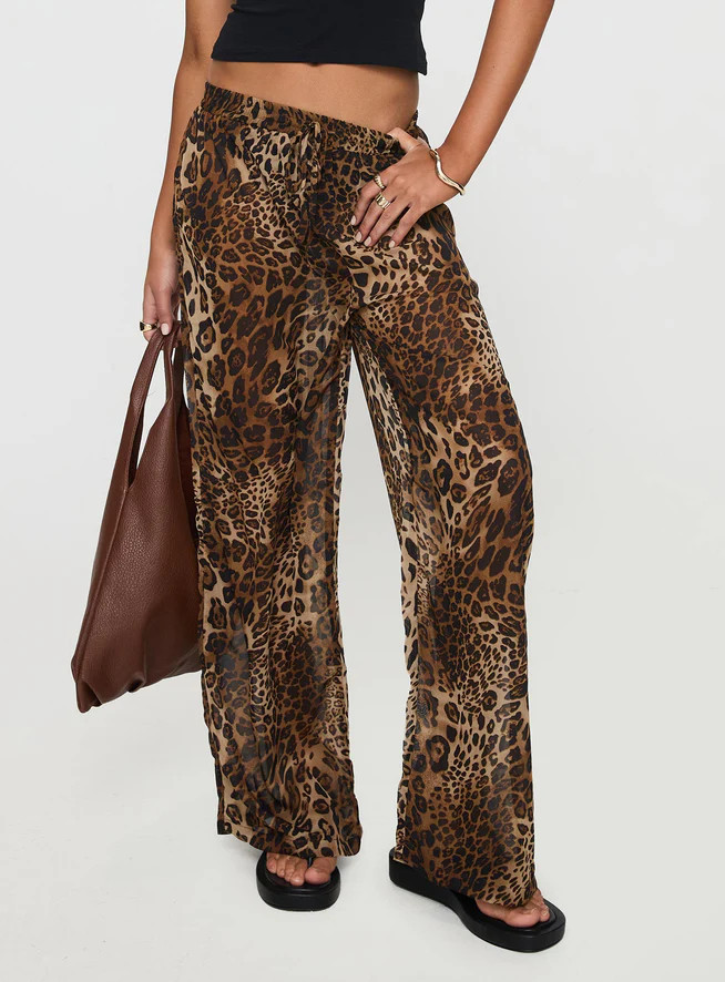 Fyre Wide Leg Pant Leopard | Princess Polly US